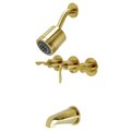 Kingston Brass KBX8137SVL Three-Handle Tub and Shower Faucet, Brushed Brass KBX8137SVL